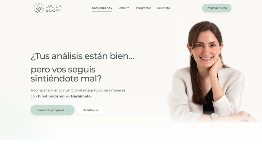 Inicio de la web de Lucila Glom